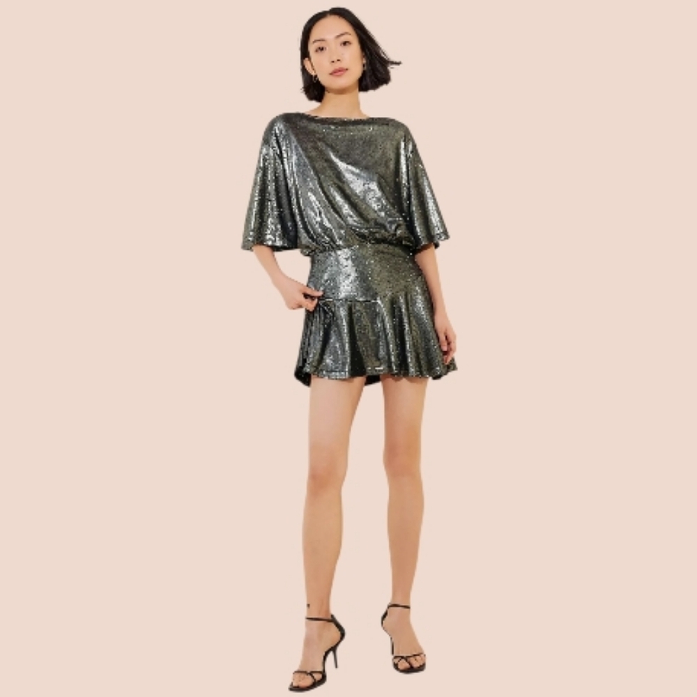 Free People Manuka Sequin Dress Gunmetal Grey Size Xlarge